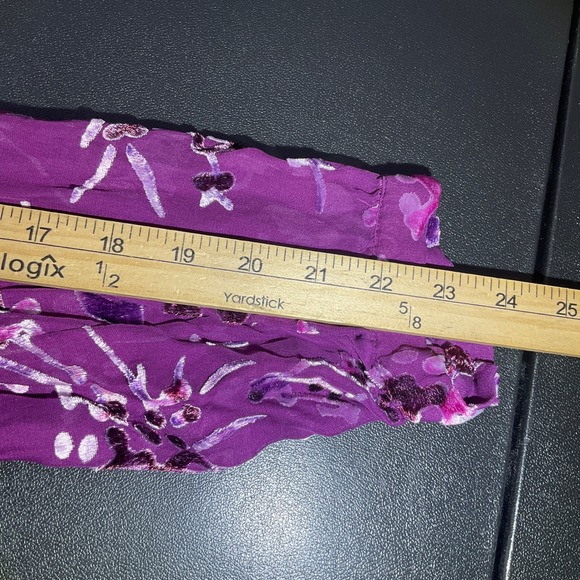 Sigrid Olsen Blouse Womens L Purple Silk Blend Burnout Velvet Floral Boho Chic - Picture 6 of 9